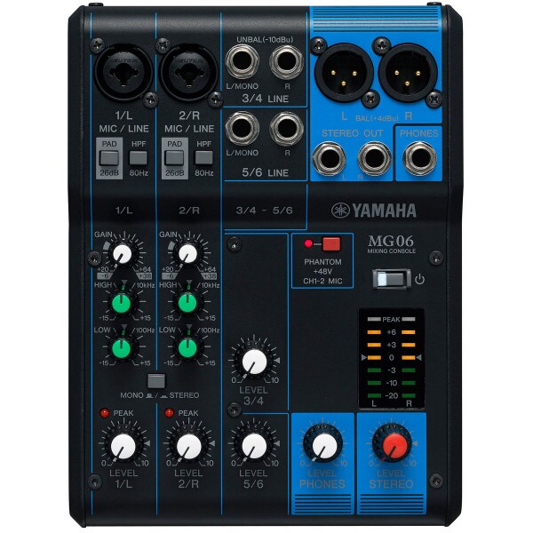 Main product image for Yamaha MG06 6 Channel Stereo Mixing Console 247-6030